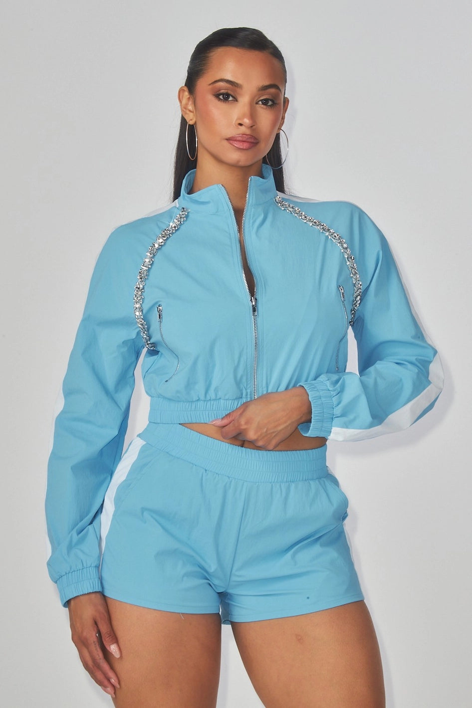 Rhinestone Wind Breaker Two Piece